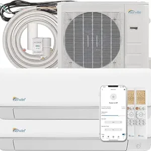 Senville 28000 BTU Dual Zone Mini Split Air Conditioner Heat Pump, 2 Ton, Works with Alexa, White
