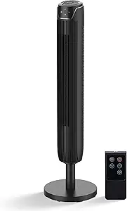 Senville 42" Oscillating Tower Fan for Bedroom, Remote, Bladeless, Quiet, 3 Modes, 7-Hour Timer, LED Display, BlackSenville 42" Oscillating Tower Fan for Bedroom, Remote, Bladeless, Quiet, 3 Modes, 7-Hour Timer, LED Display, Black